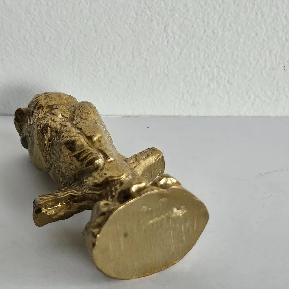 Brass Owl on Perch glass eyes figurine